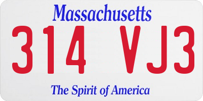 MA license plate 314VJ3