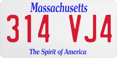 MA license plate 314VJ4