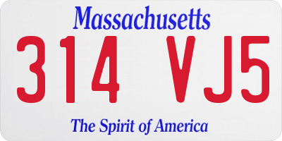 MA license plate 314VJ5