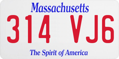 MA license plate 314VJ6