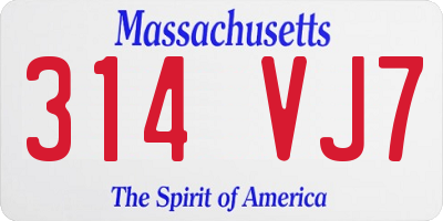 MA license plate 314VJ7