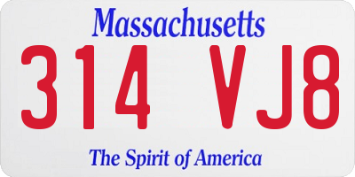 MA license plate 314VJ8