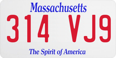 MA license plate 314VJ9