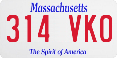 MA license plate 314VK0
