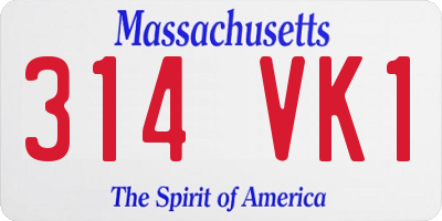 MA license plate 314VK1