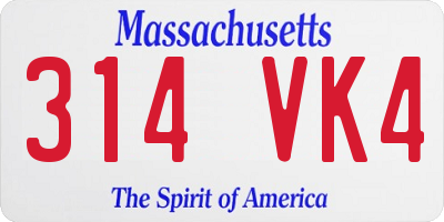 MA license plate 314VK4