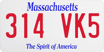 MA license plate 314VK5