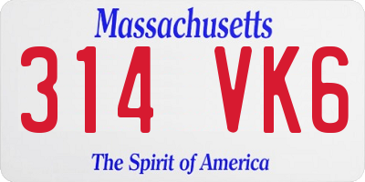 MA license plate 314VK6
