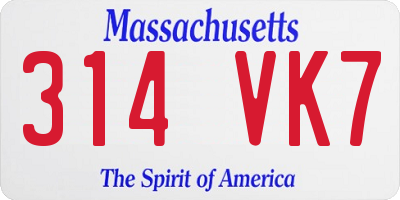 MA license plate 314VK7