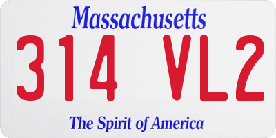MA license plate 314VL2