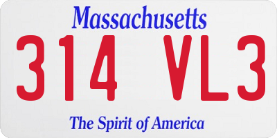 MA license plate 314VL3
