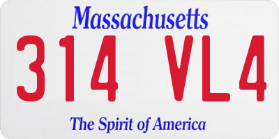 MA license plate 314VL4
