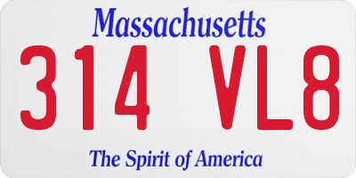 MA license plate 314VL8