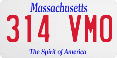 MA license plate 314VM0