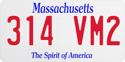 MA license plate 314VM2