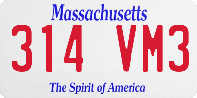 MA license plate 314VM3