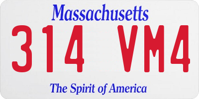 MA license plate 314VM4