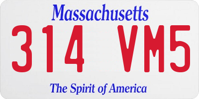 MA license plate 314VM5