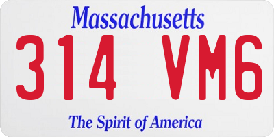 MA license plate 314VM6