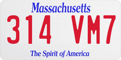 MA license plate 314VM7