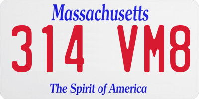 MA license plate 314VM8