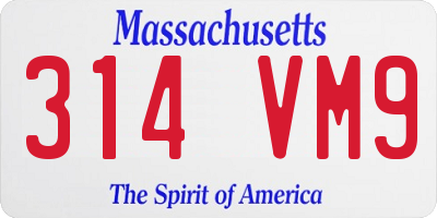MA license plate 314VM9