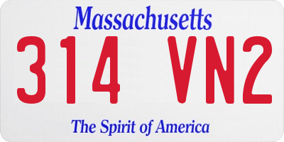 MA license plate 314VN2