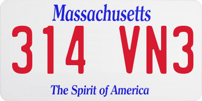 MA license plate 314VN3