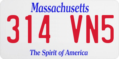 MA license plate 314VN5