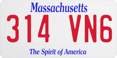 MA license plate 314VN6
