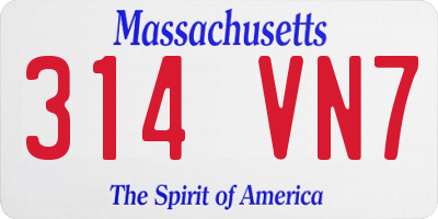 MA license plate 314VN7