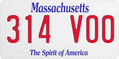 MA license plate 314VO0