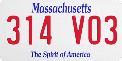 MA license plate 314VO3