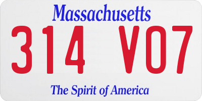 MA license plate 314VO7