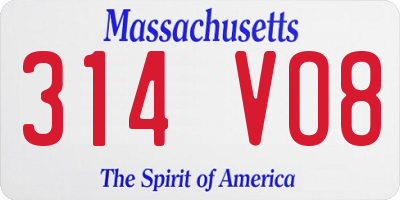 MA license plate 314VO8