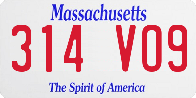 MA license plate 314VO9