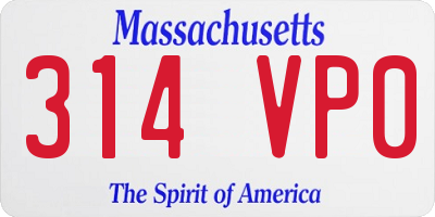MA license plate 314VP0