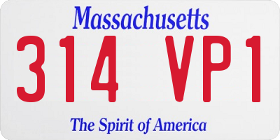 MA license plate 314VP1