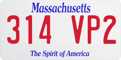 MA license plate 314VP2