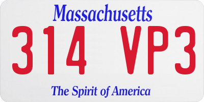 MA license plate 314VP3
