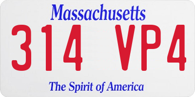 MA license plate 314VP4