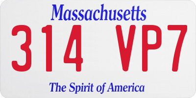 MA license plate 314VP7