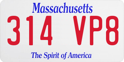 MA license plate 314VP8