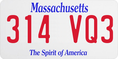 MA license plate 314VQ3