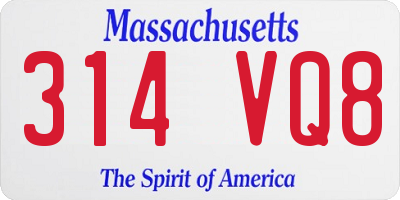 MA license plate 314VQ8