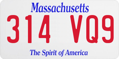MA license plate 314VQ9