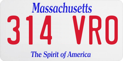 MA license plate 314VR0