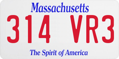 MA license plate 314VR3