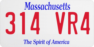 MA license plate 314VR4