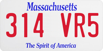 MA license plate 314VR5